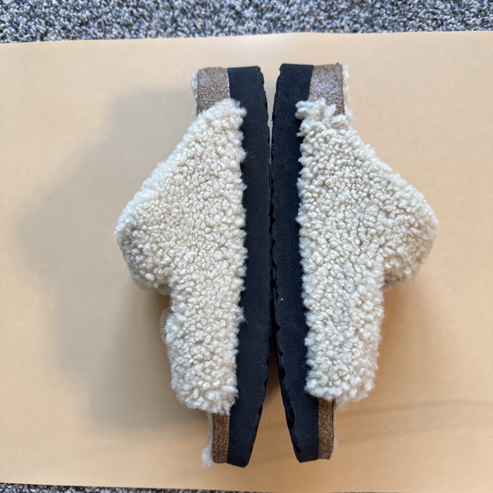 Papillio by Birkenstock Arizona Shearling Slides Size 41 (US 10-10.5) Tan - Picture 6 of 10